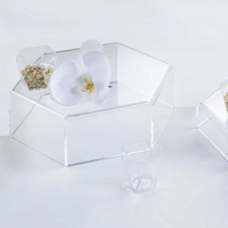 Ambalaje, Etichete, Suporturi - Suport Bufet Plexiglas Transparent Hexagon Mosaic Ø 24 x H 8.5 cm