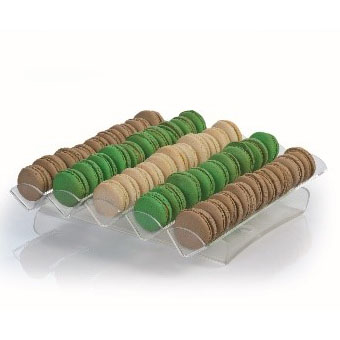 Suporturi Macarons, Cupcakes, LolliPops - Suport Macarons 5 Coloane Orizontale, Plexiglas Transparent, 33 x 31 x H 6.5 cm