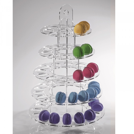 Suporturi Macarons, Cupcakes, LolliPops - Suport Macarons 5 Etaje, Plexiglas Transparent, Ø 28 x H 43 cm