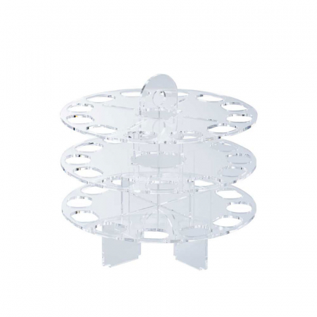 Suporturi Macarons, Cupcakes, LolliPops - Suport Macarons Plexiglas Transparent, 3 Etaje, Ø 18 x H 17.3 cm