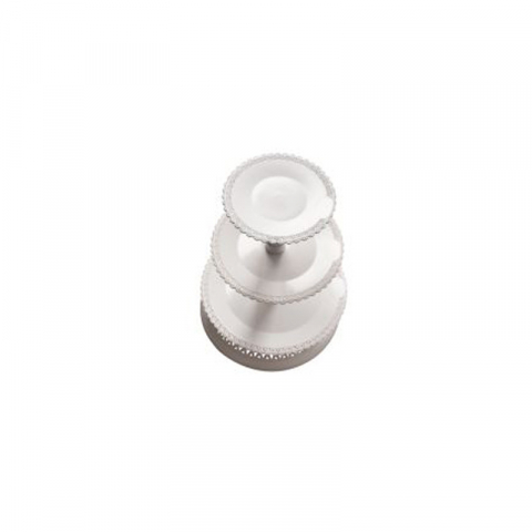Suporturi Bufet, Candy Bar - Suport Tort/ Bufet 3 Etaje, Plastic Alb, Ø 25-30-35 x H 8 cm