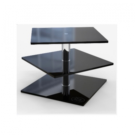 Suporturi Bufet, Candy Bar - Suport Tort / Bufet Rubik's Cube 3 Etaje, Plexiglas Negru, 16.6 x 16.6 x H 13.2 cm