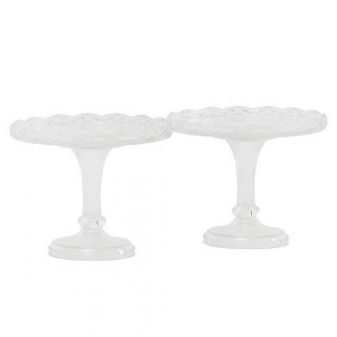 Suporturi Bufet, Candy Bar - Suporturi Mici Bufet, Plastic Alb, Ø 10 x H 8 cm, Set 2 Buc