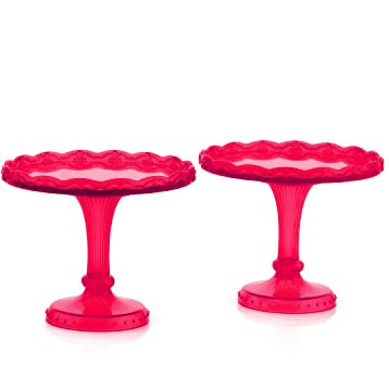 Suporturi Bufet, Candy Bar - Suporturi Mici Bufet, Plastic Rosu, Ø 10 x H 8 cm, Set 2 Buc