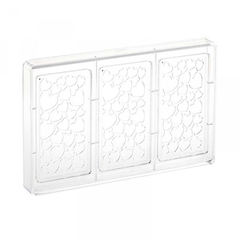 Ciocolaterie - Matrite, Ustensile - Tablete Ciocolata 13.7 x 7.1 x H 0.95 cm - Matrita Policarbonat Love, 3 cavitati, 100 gr