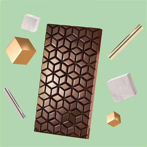 Matrite Tablete, Batoane, Snack Ciocolata - Tablete Ciocolata 13.7 x 7.2 x H 1 cm - Matrita Policarbonat Kube, 3 cavitati, 100 gr