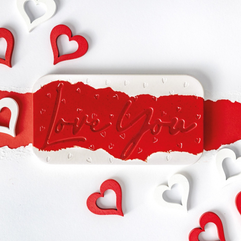 Ciocolaterie - Matrite, Ustensile - Tablete Ciocolata 13 x 7 x H 1 cm - Matrita Policarbonat Love You, 3 Cavitati, 100 gr