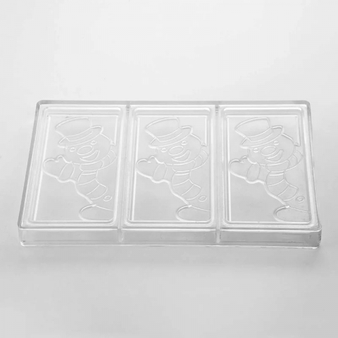Tablete Ciocolata 15.4 x 7.7 x H 0.9 cm - Matrita policarbonat Om de Zapada, 3 cavitati, 100 gr [2]