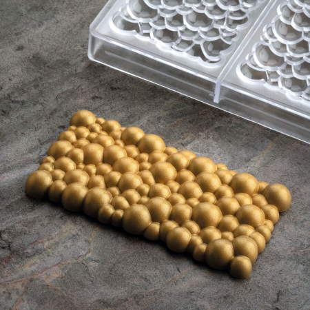 Matrite Tablete, Batoane, Snack Ciocolata - Tablete Ciocolata 15 x 7.7 x H 1.2 cm - Matrita Policarbonat Choco Bar Sparkling, 3 cavitati