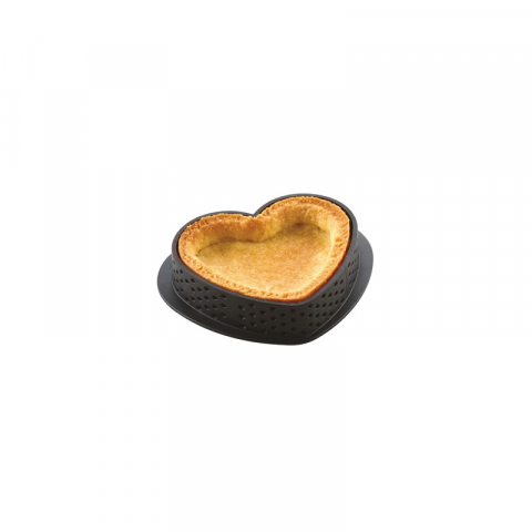 Cofetarie - Ustensile - Tarte Inima 8 x 7 x H 2 cm - Rame Termoplastic Microforate, Set 8 buc