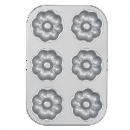 Forme, Tavi Coacere - Tava 6 Cavitati Forme Flori Ø 7.5 x H 2.3 cm, Otel Antiaderent