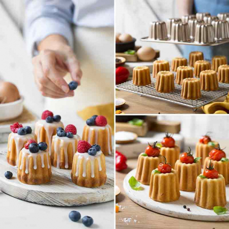 Tava Canneles Roz Vintage 12 Cavitati Ø 5.5 x H 4.5 cm, Aluminiu Antiaderent [2]