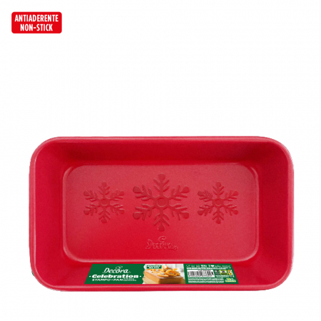 Forme, Tavi Coacere - Tava Chec / Cozonac Celebration Rosu 24 x 14 x H 6.5 cm, Metal Antiaderent