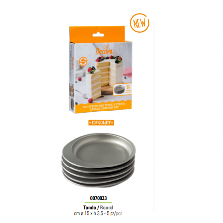 Forme, Tavi Coacere - Tava Coacere Blat Tort Rotund Ø 15 x H 3.5 cm, Aluminiu Anodizat, Set 5 buc