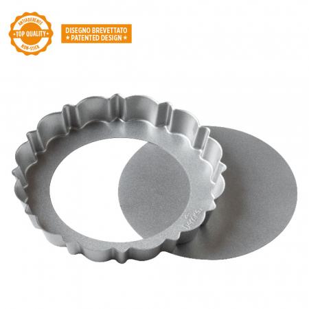 Forme, Tavi Coacere - Tava Coacere Margini Festonate si Baza Detasabila Ø 30 x H 3 cm, Aluminiu Antiaderent