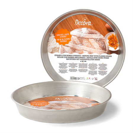Forme, Tavi Coacere - Tava cu Margini Evazate pentru Placinta / Prajitura, Ø 30 x H 4 cm, Tabla Cositorita