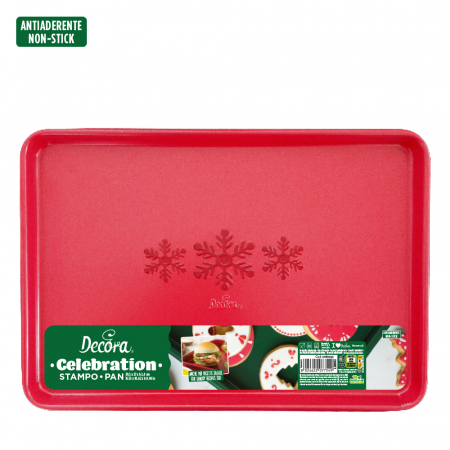 Forme, Tavi Coacere - Tava Dreptunghi Calebration Rosu 39.5 x 27 x H 2.4 cm, Metal Antiaderent