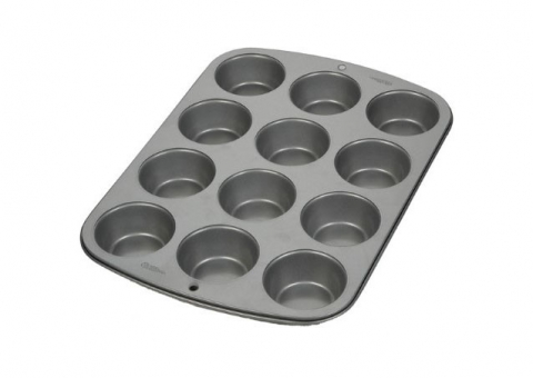 Cofetarie - Ustensile - Tava Muffins 12 Cavitati Baza Ø 5 Top Ø 7 x H 3 cm, Aluminiu Antiaderent