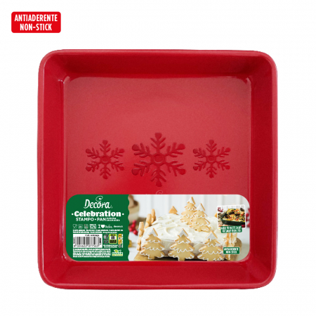 Forme, Tavi Coacere - Tava Patrata Calebration Rosu 24 x 24 x H 5 cm, Metal Antiaderent