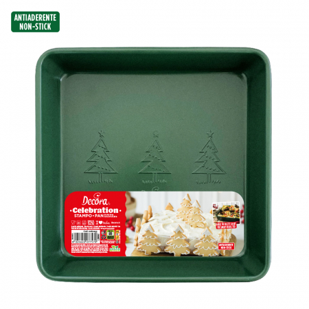 Forme, Tavi Coacere - Tava Patrata Calebration Verde 24 x 24 x H 5 cm, Metal Antiaderent