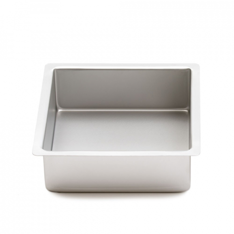 Cofetarie - Ustensile - Tava Patrata Margini Drepte, 20 x 20 x H 7.5 cm, Aluminiu Anodizat