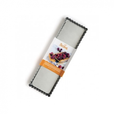 Cofetarie - Ustensile - Tava Tarta cu Margini Festonate si Baza Detasabila, 35 x 11 x H 2.5 cm, Otel Antiaderent