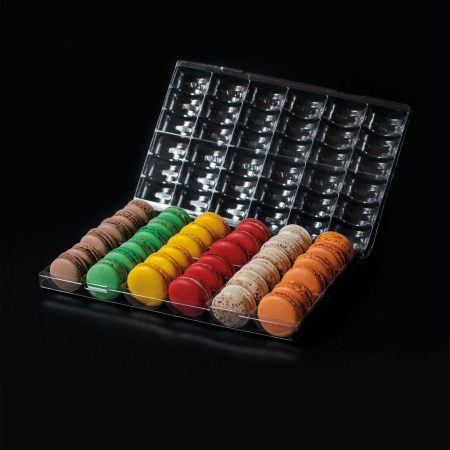 Ambalaje Bomboane, Prajituri, Torturi - Tavita Macarons/Fursecuri x 200 buc, 36 cavitati Material Plastic Transparent 29.5 x 19. 5 x H 2.5 cm