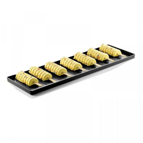 Accesorii Candy Bar, Bufet, Catering - Tavita Margini drepte, Plexiglas Negru, 39.55 x 11.9 x H 1.25 cm - Set 2 Buc