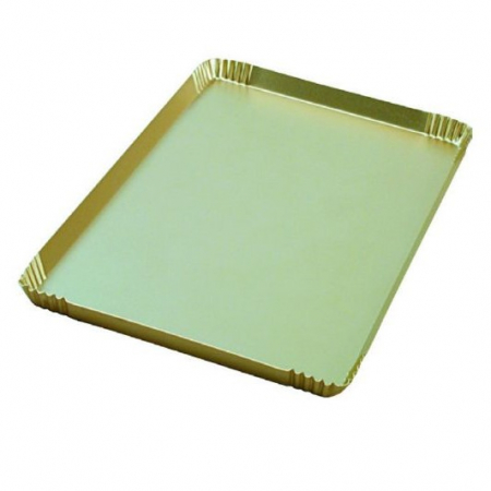 Accesorii Tort, Candy Bar, Bufet - Tavita Prezentare Aluminiu Eloxat Auriu, 4 margini, 30.5 x 22.5 x H 2 cm