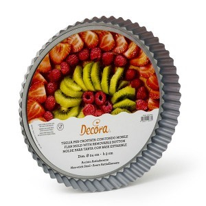 Cofetarie - Ustensile - Tava Tarta cu Margini Festonate si Baza Detasabila, Ø 25 x H 3.5 cm, Otel Antiaderent