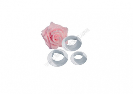 Ustensile Decor Pasta de Zahar - Trandafir Petale - Decupatoare Plastic Ø 3.2 - 4.7 cm, Set 3 Buc