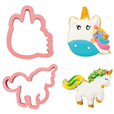 Cofetarie - Ustensile - Unicorn - Decupatoare Plastic Ø 8 si 10 x H 2.2 cm, Set 2 Buc
