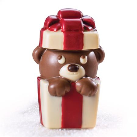 Matrite Decoruri, Figurine 3D Ciocolata - Ursulet de Craciun 3D - Matrita Plastic Rigid fixare Cleme