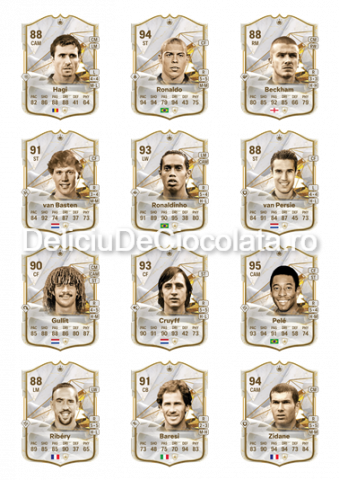 Fotbal, Sport - Vafa imprimata Cartonase FIFA Fotbalisti Legendari Model 3, 12 Decoruri Ø 6.5 cm, A4