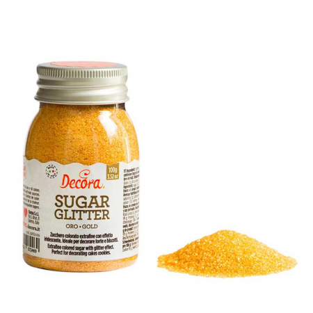 Decoratiuni Comestibile, Decor Tort - Zahar Glitterat Auriu, 100 gr