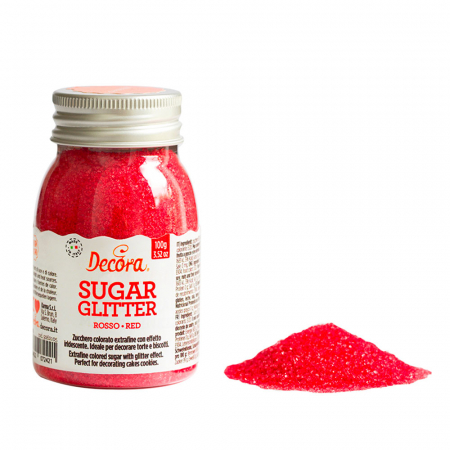 Decoratiuni Comestibile, Decor Tort - Zahar Glitterat Rosu, 100 g