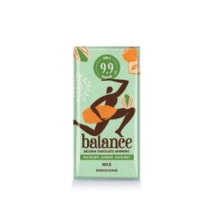 Noutăți - Balance ciocolata cu lapte - fistic, migdale, alune, stevia 100g