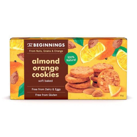 The Beginnings - Biscuiti BEG Raw cu portocale 80g FĂRĂ GLUTEN / VEGAN