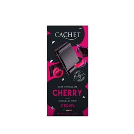 Ciocolată belgiană Cachet - Cachet ciocolata neagra 57% cu cirese 100g