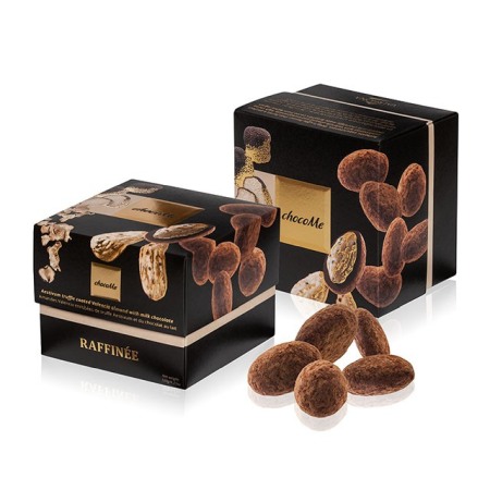 Produse premiate - ChocoMe Raffinée - migdale din Valencia învelite în ciocolată cu lapte și praf de trufe 120g