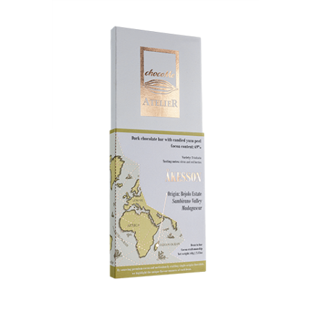 Noutăți - Ciocolată neagră din boabe de cacao Åkesson, cu coajă confiată de yuzu  60g