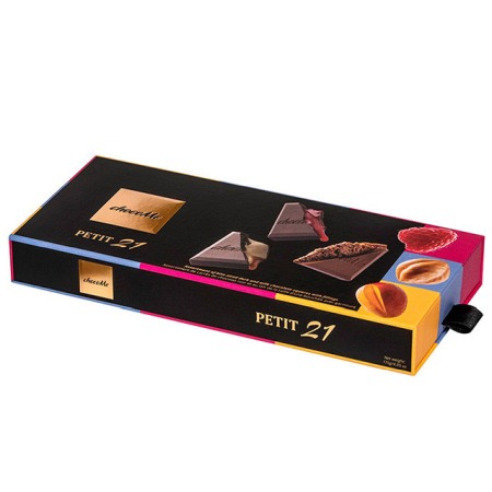 Cubulețe umplute petit - Selectie Petit 21 - zmeura, alune, mango 115g *