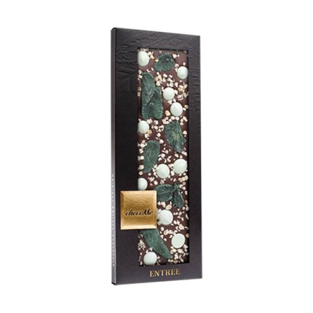 Ciocolate - Tableta de ciocolata artizanala chocoMe neagra cu menta, picaturi de ciocolata cu aroma de lime, coaja de lamaie 110g*