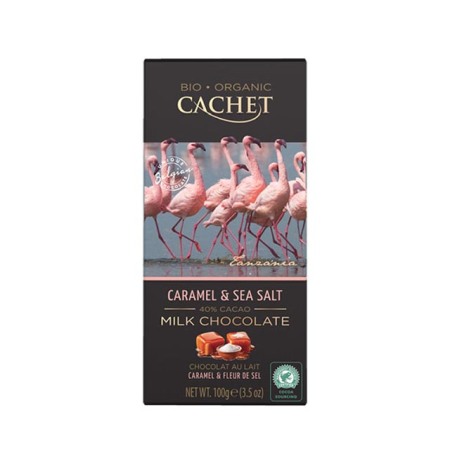 Ciocolată belgiană Cachet - Tableta de ciocolata cu lapte BIO cu caramel sarat Cachet  100g
