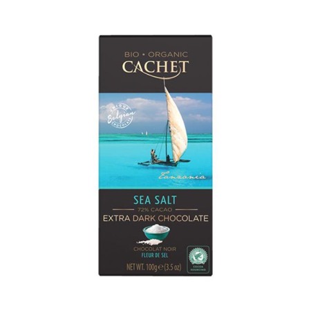 Ciocolată belgiană Cachet - Tableta de ciocolata neagra BIO 72% cu sare de mare Cachet 100g