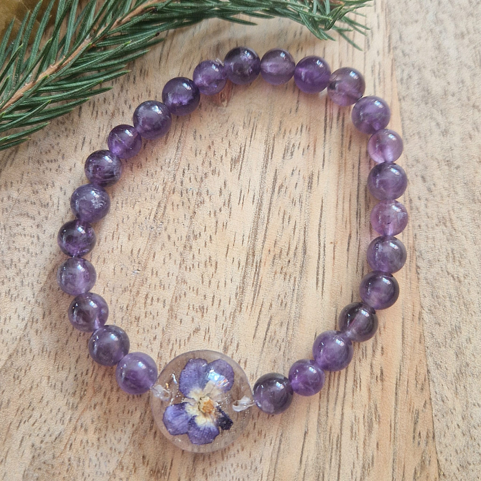 Brățară Ametist sfere 6mm – încheietură 15 cm [2]