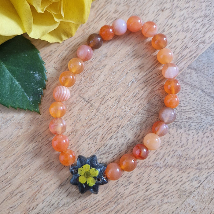 Brățară Carneol din sfere de 6mm – încheietură 14 cm [2]