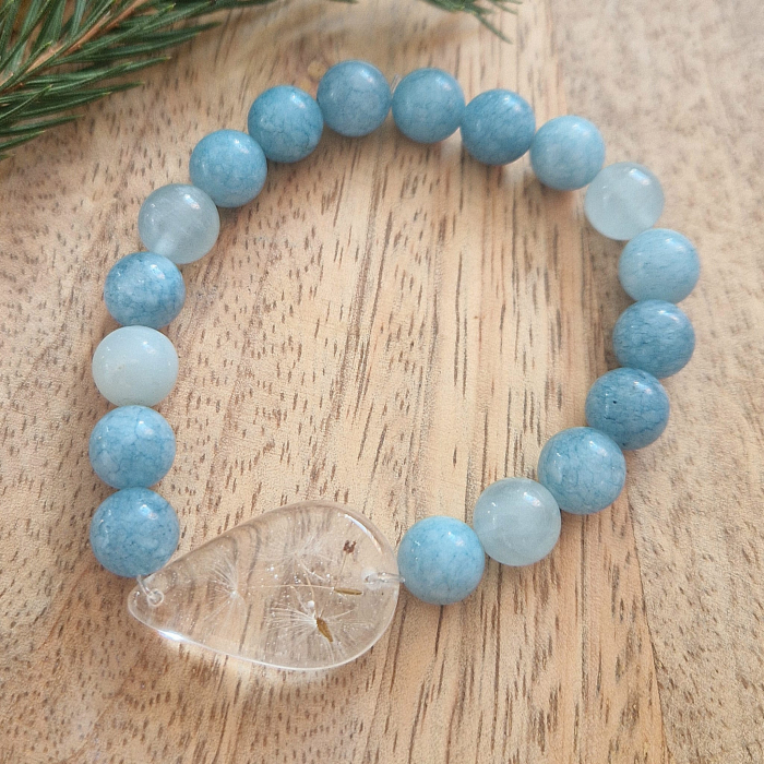 Brățară Angelit din sfere de 8mm – încheietură 16 cm [3]