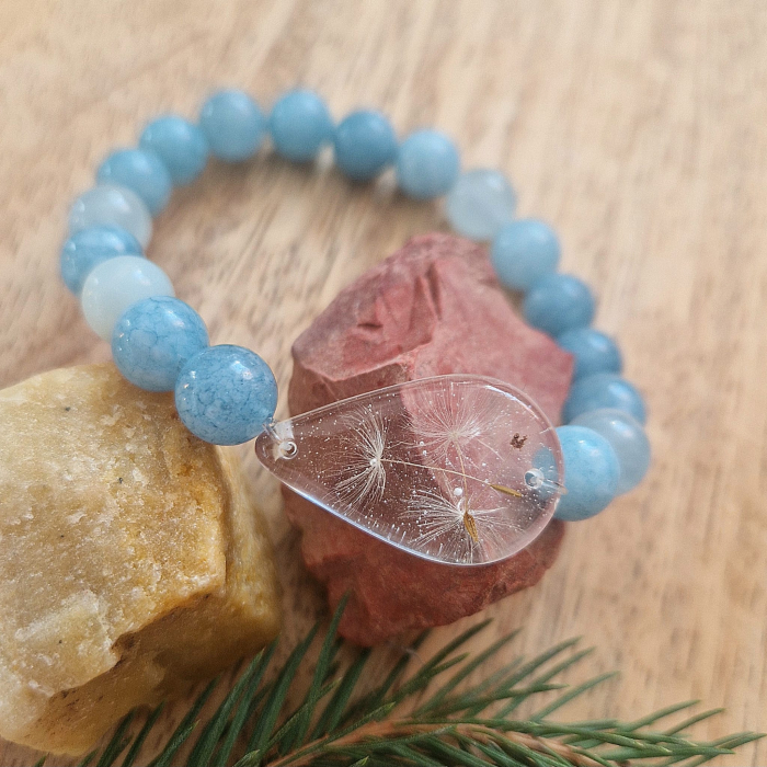 Brățară Angelit din sfere de 8mm – încheietură 16 cm [2]