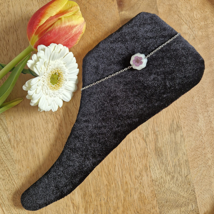 Brățară de gleznă oțel cu floare de prun [2]